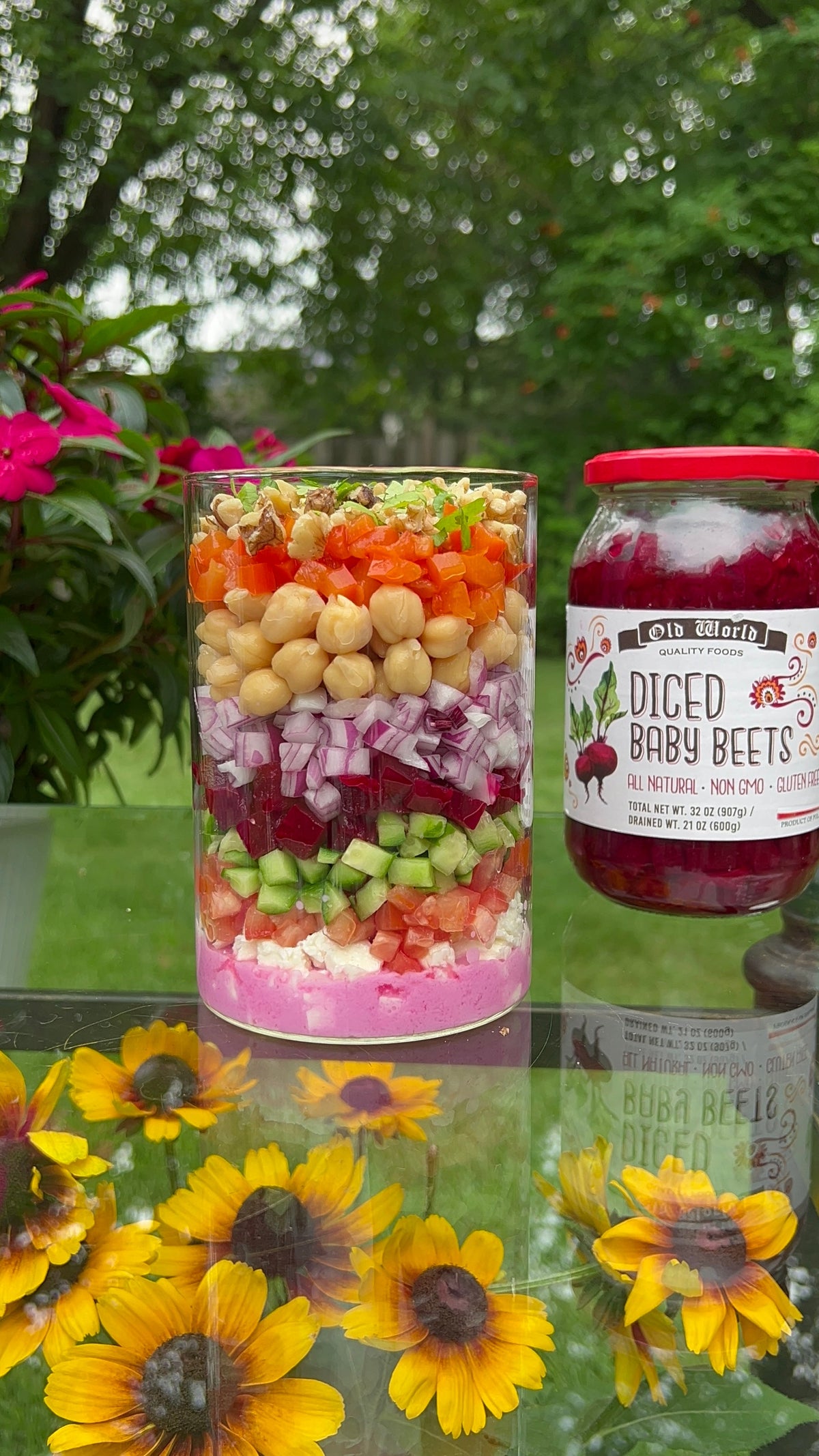 Layered Beetroot Chickpea Salad