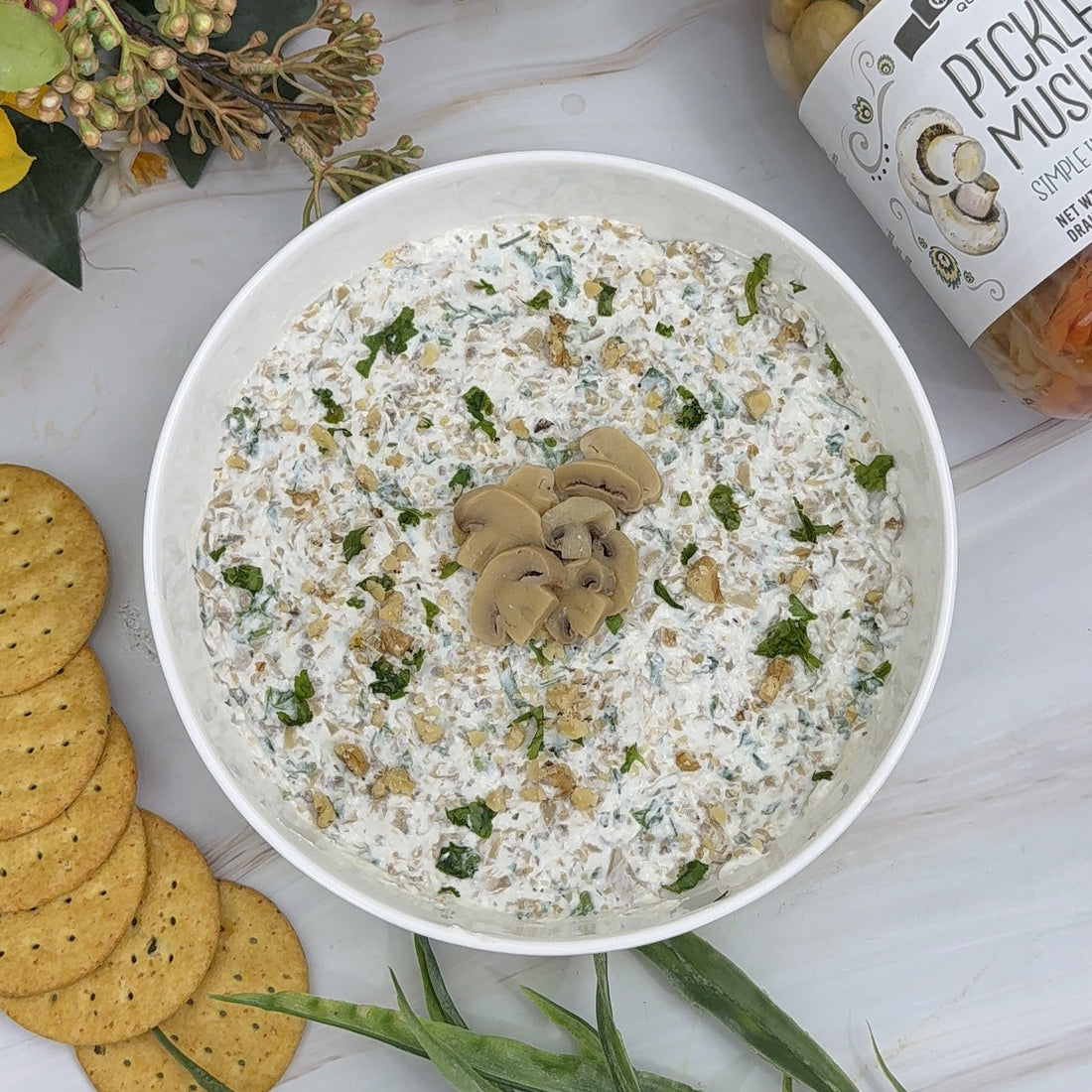 Pickled Mushroom Walnut Dip