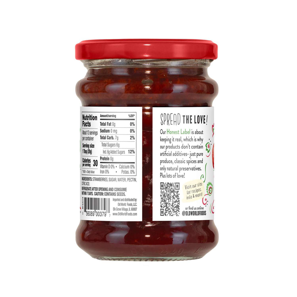 Old World Strawberry Fruit Jam, 9.52 oz Jar, Case of 6
