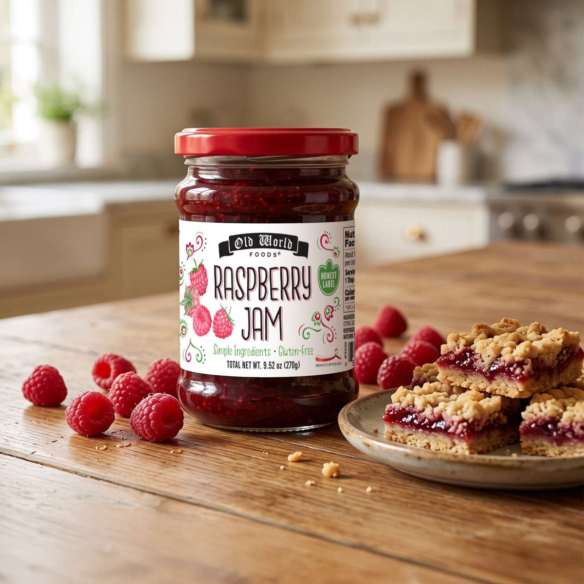 Old World Raspberry Fruit Jam, 9.52 oz Jar, Case of 6