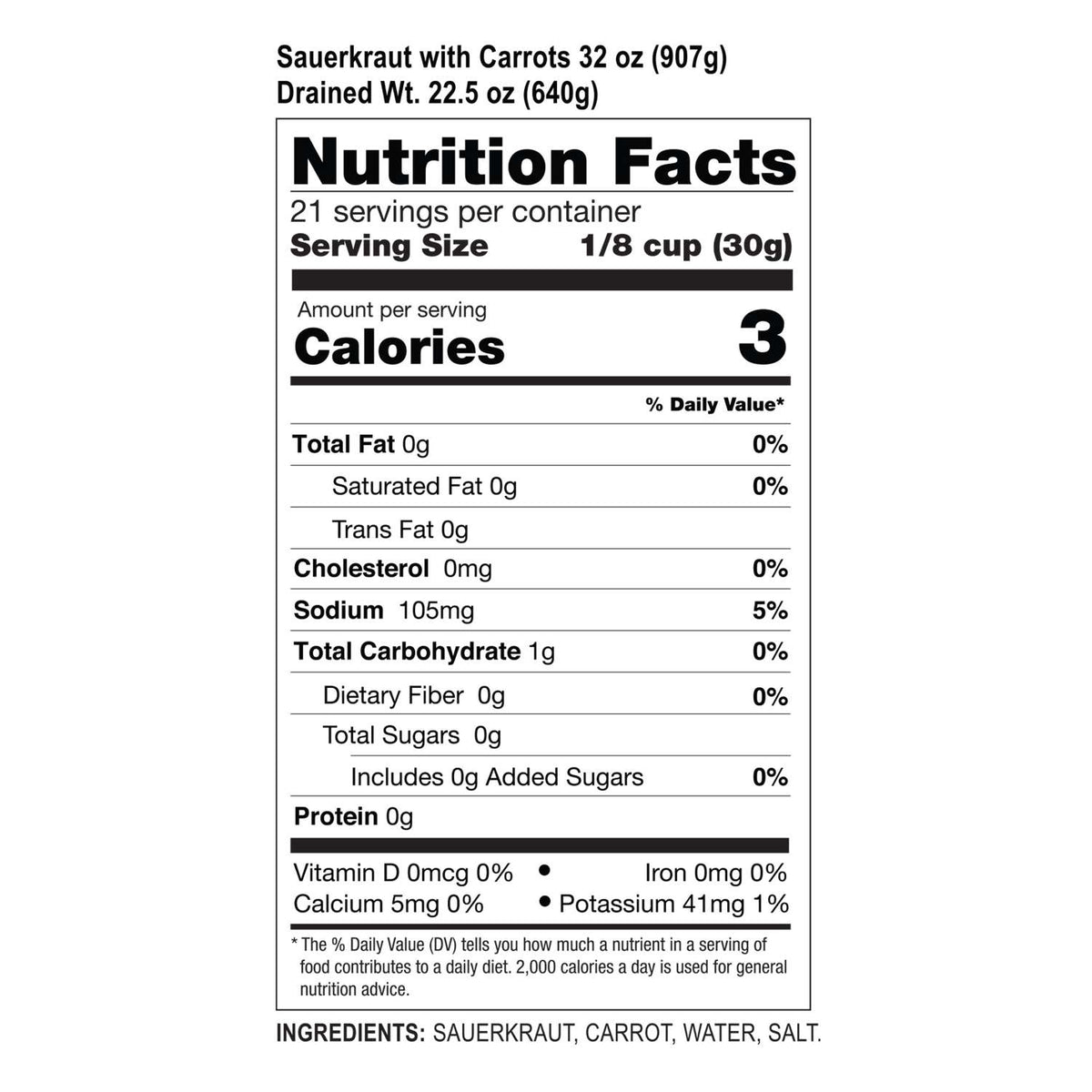 Sauerkraut with Carrots, 32 OZ