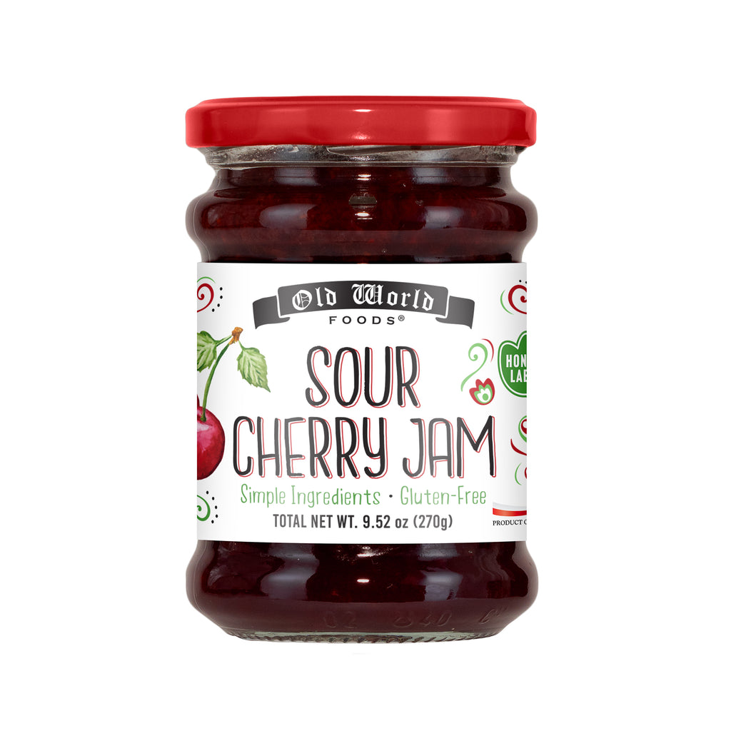 Old World Sour Cherry Fruit Jam, 9.52 oz Jar, Case of 6