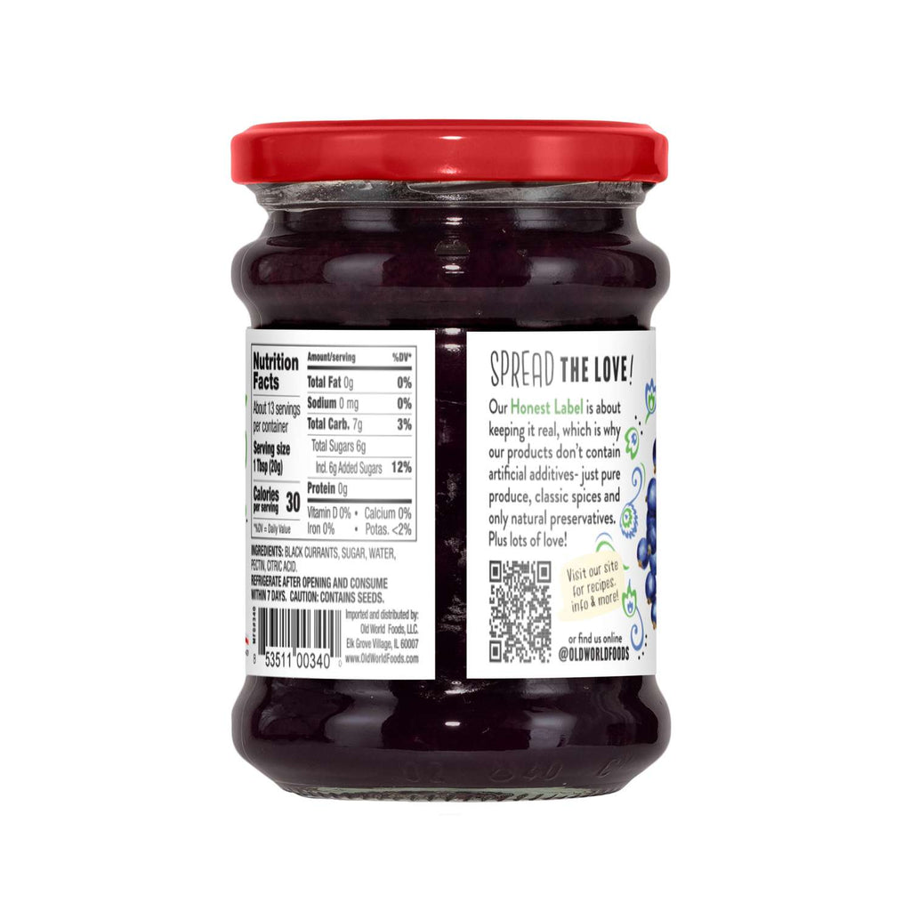 Old World Black Currant Fruit Jam, 9.52 oz Jar, Case of 6