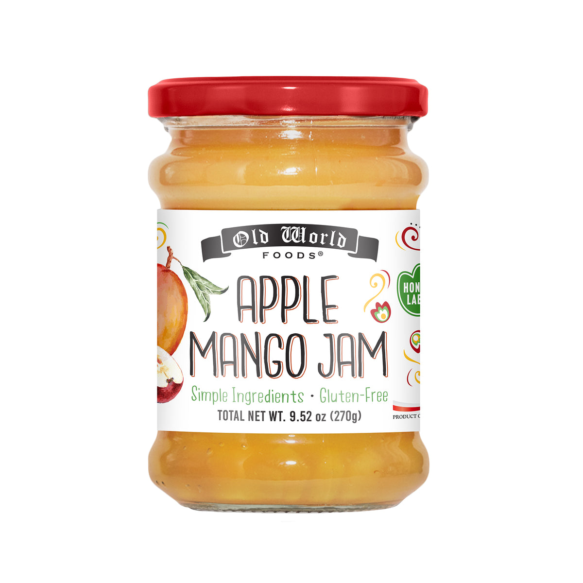 Old World Apple Mango Fruit Jam, 9.52 oz Jar, Case of 6
