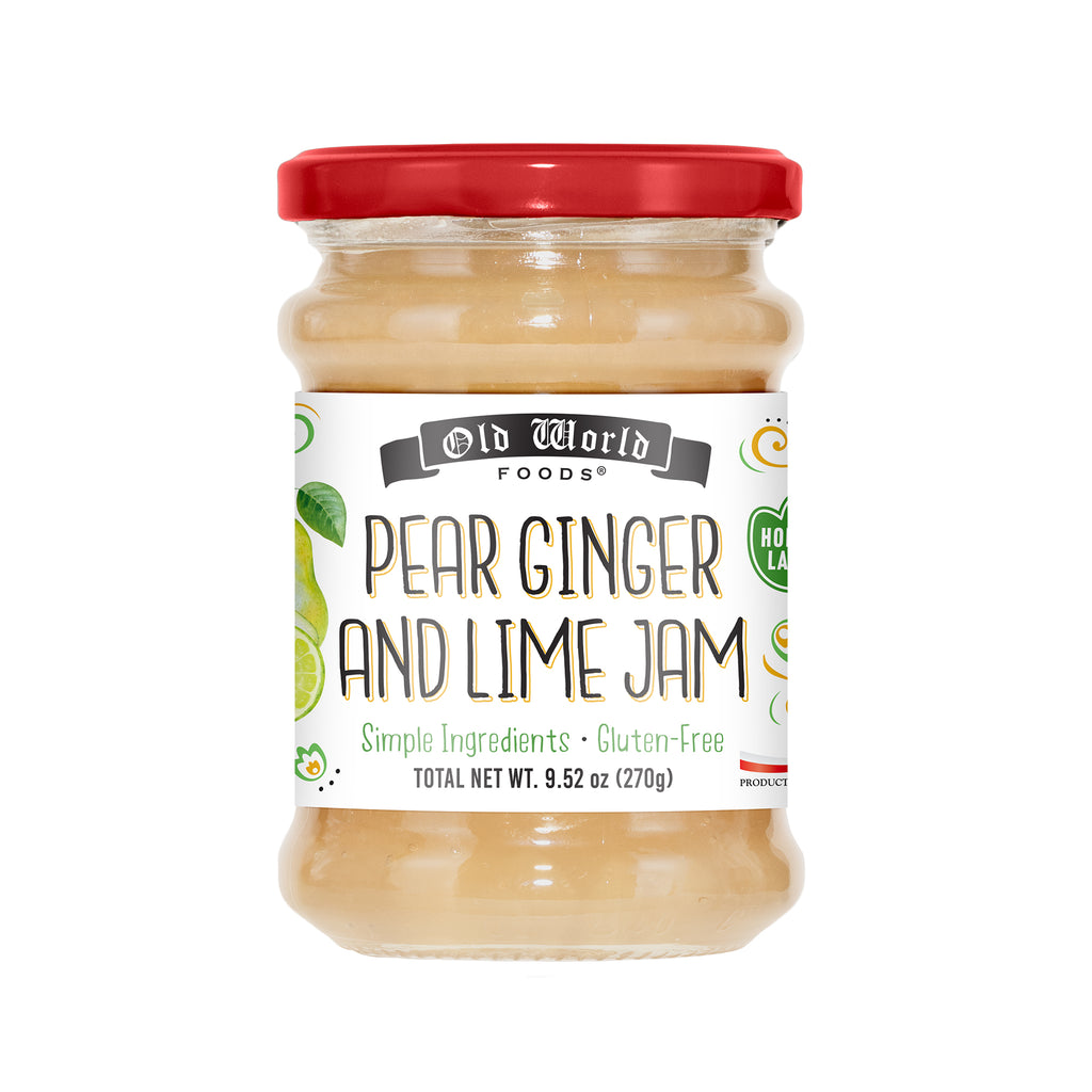 Old World Pear Ginger and Lime Fruit Jam, 9.52 oz Jar, Case of 6