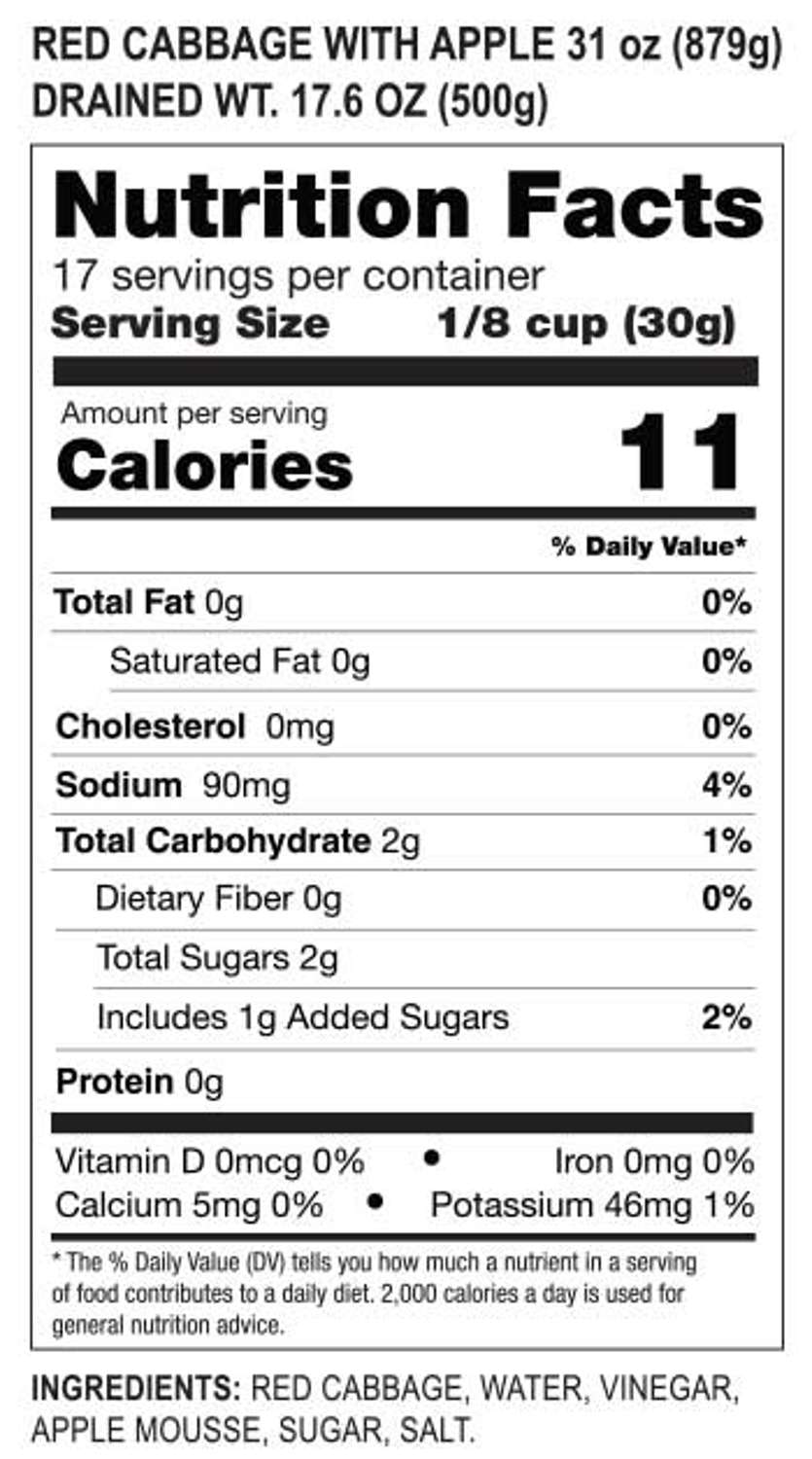 Red Cabbage with Apple, 32 Oz