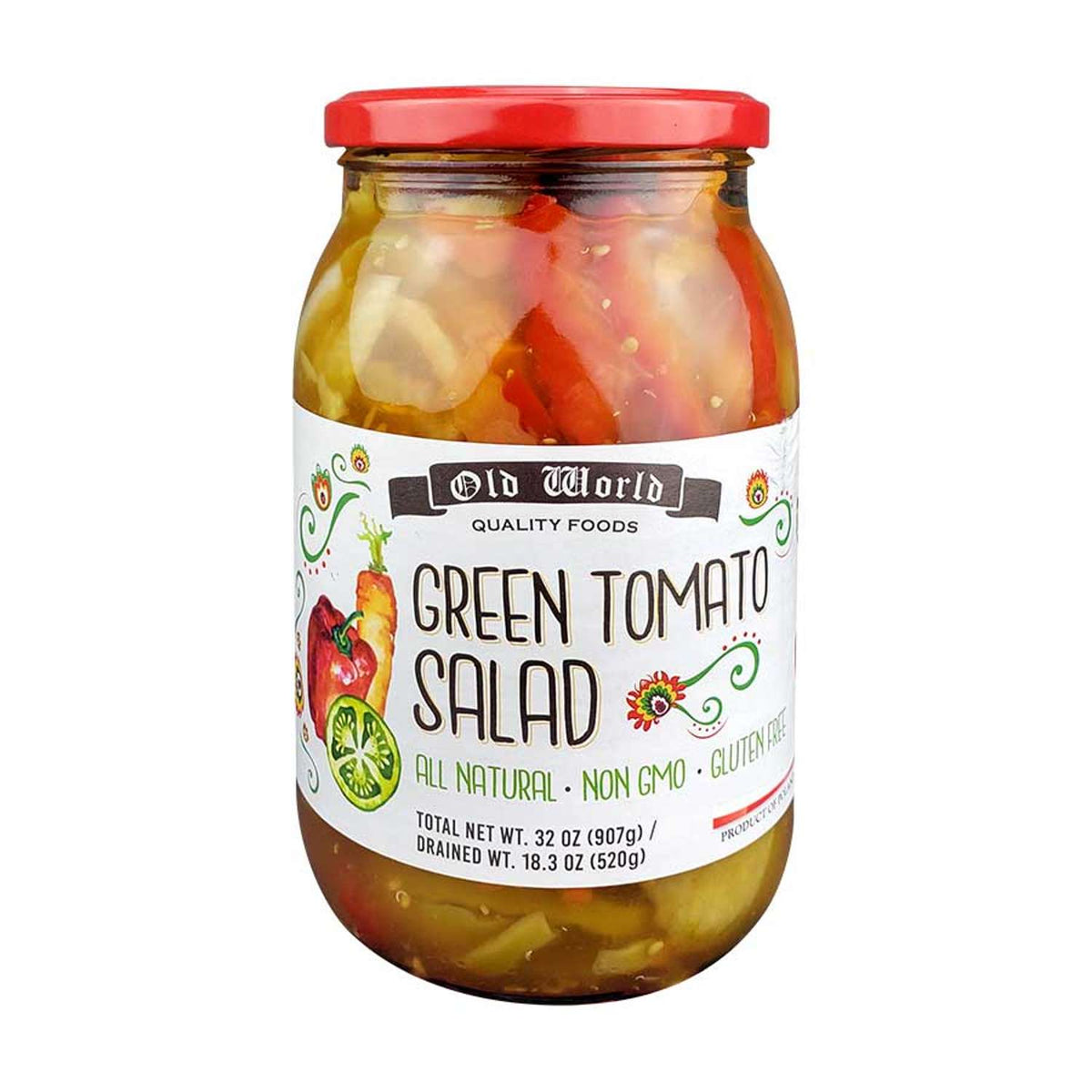 Salad Lover Set - Four 32 Oz Jars of Assorted Pickled Vegetables - Polish Salad, Pickled Baby Beets, Polish Barrel Sauerkraut, and Green Tomato Salad