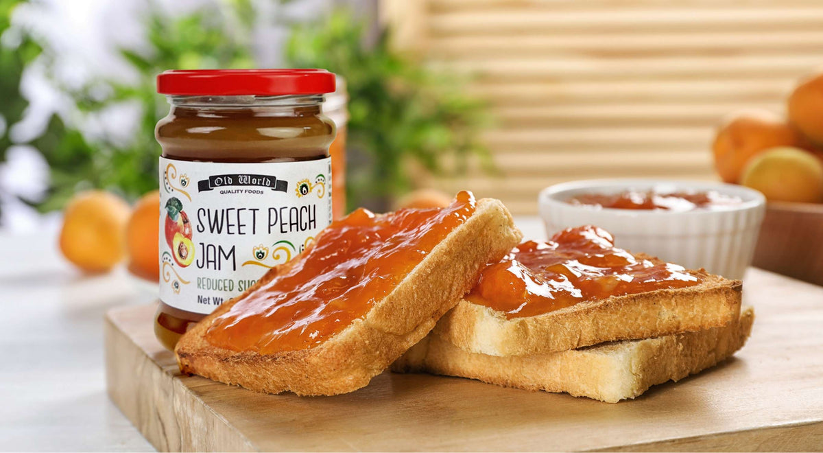 Old World Sweet Peach Fruit Jam 9.52 oz Jar, Case of 6